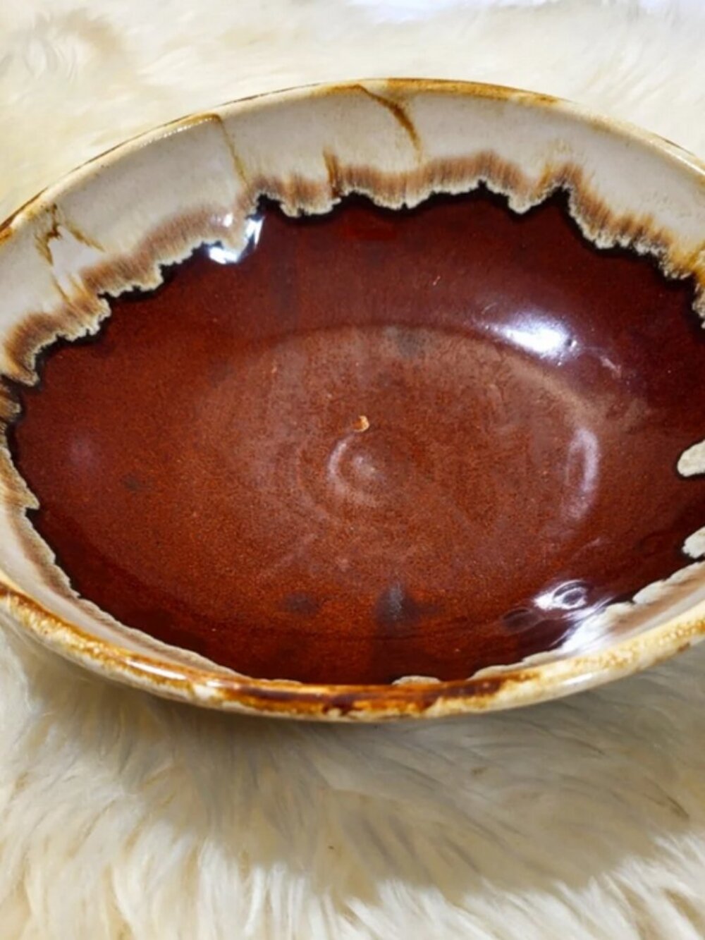 Vintage Robinson Ransbottom RRP USA Brown Drip Stoneware Serving Bowl 8.5"